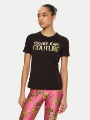 Versace Jeans Couture T-Shirt 78HAHT01 Czarny Regular Fit. Czarne t-shirty Versace Jeans Couture, xs, bez wzorów, z bawełny, bez kołnierzyka, bez ramiączek. Za 319.99 zł.