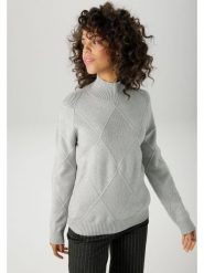 Aniston Sweter w kolorze jasnoszarym rozmiar: 38. Szare swetry Aniston, bez wzorów, bez ramiączek. Za 74.46 zł.