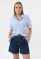 Szorty jeansowe E-LEXIA. Niebieskie szorty Volcano, bez wzorów, z jeansu, eleganckie. Za 149.99 zł.