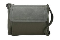 Torebka skórzana z zamszową klapką - Zielona. Zielone torby na laptopa Barberinis, bez wzorów, ze skóry, na ramię, zamszowe. Za 177.99 zł.
