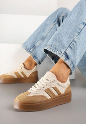Beżowe Sneakersy Tenisówki na Kauczukowej Podeszwie Ardisora. Brązowe trampki Renee, z aplikacjami, z kauczuku, eleganckie, bez zapięcia. W wyprzedaży za 83.99 zł.