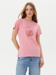 Guess T-Shirt E5GI03 K8G01 Różowy Regular Fit. Czerwone t-shirty Guess, xl, z aplikacjami, z bawełny, bez kołnierzyka, bez ramiączek. Za 129.99 zł.