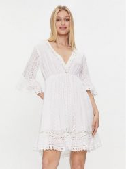Iconique Sukienka letnia Giorgia IC24-002 Biały Regular Fit. Białe sukienki Iconique, s, bez wzorów, z bawełny, bez kołnierzyka, bez ramiączek. Za 439.99 zł.