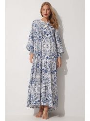 Happiness Istanbul Sukienka w kolorze niebiesko-białym rozmiar: 38. Białe sukienki Happiness Istanbul, bez wzorów, z wiskozy, bez kołnierzyka, bez ramiączek, maxi. Za 92.42 zł.