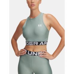 Top treningowy damski Under Armour Heat Gear Rib Tank. Zielone topy Under Armour, xl, bez wzorów, bez kołnierzyka, bez ramiączek. Za 79.99 zł.