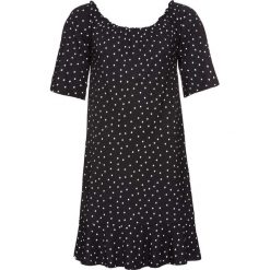 Sukienka shirtowa z dekoltem "carmen" bonprix czarno-biały w kropki. Sukienki marki Marie Zélie. Za 49.99 zł.