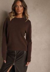Granatowy Kardigan z Kaszmirem o Prostym Kroju Bez Zapięć z Kieszeniami Zaisa. Niebieskie swetry Renee, bez wzorów, z dzianiny, eleganckie, bez ramiączek. Za 149.99 zł.