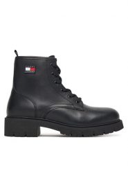 Tommy Jeans Trapery Tjw Lace Up Leather Boot EN0EN02824 Czarny. Czarne traperki Tommy Jeans, bez wzorów, z jeansu, bez obcasa, bez zapięcia. Za 489.99 zł.