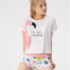 Dwuczęściowa piżama z flamingiem - Biały. Piżamy marki Sinsay. Za 39.99 zł.