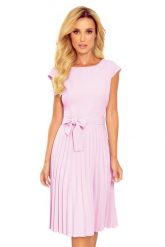 Elegancka Sukienka z Plisowanym Dołem - Wrzosowa. Fioletowe sukienki NUMOCO, l, bez wzorów, z elastanu, eleganckie, bez kołnierzyka, bez ramiączek, plisowane. Za 291.90 zł.
