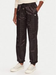 Guess Spodnie dresowe V5YB14 WHFU0 Czarny Regular Fit. Czarne spodnie sportowe Guess, z aplikacjami, z dresówki. Za 349.99 zł.