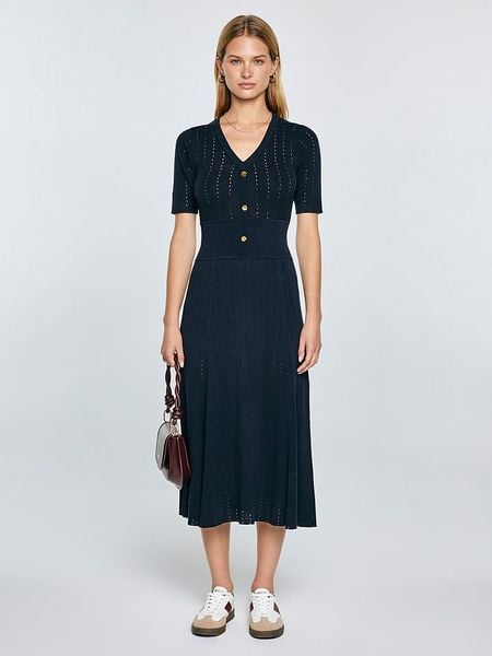 BIG STAR Sukienka "Adalina" w kolorze granatowym rozmiar: XL. Niebieskie sukienki BIG STAR, xl, bez wzorów, prążkowane, retro, bez kołnierzyka, bez ramiączek, maxi. Za 149.66 zł.