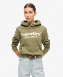 Bluza z kapturem Venue w metalicznym wykończeniem. Zielone bluzy Superdry, bez wzorów, z bawełny, z kapturem. Za 334.95 zł.