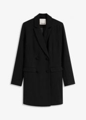 Długi żakiet z tkaniny punto. Czarne marynarki i żakiety bonprix, bez wzorów, z tkaniny, eleganckie, bez ramiączek. Za 249.99 zł.
