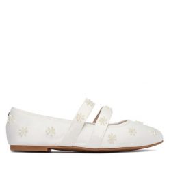 Baleriny Buffalo. Białe baleriny Buffalo, bez wzorów, bez obcasa, bez zapięcia. Za 349.99 zł.