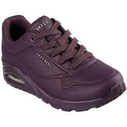 Buty sportowe damskie Skechers Stand On Air. Fioletowe buty sportowe lifestyle Skechers, bez wzorów, ze skóry ekologicznej, sportowe, bez zapięcia. Za 490.00 zł.