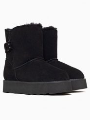 Gooce Skórzane botki zimowe "Colorado" w kolorze czarnym rozmiar: 40. Czarne botki Gooce, bez wzorów, ze skóry, bez obcasa, na platformie, bez zapięcia. Za 217.99 zł.