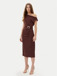 Rinascimento Sukienka koktajlowa CFC0123487003 Brązowy Regular Fit. Brązowe sukienki Rinascimento, m, bez wzorów, z syntetyku, wizytowe, bez kołnierzyka, bez ramiączek. Za 459.99 zł.