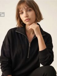 Bluza half-zip z bawełną - czarny. Czarne bluzy bez kaptura Sinsay, l, bez wzorów, z bawełny, bez kaptura. Za 49.99 zł.