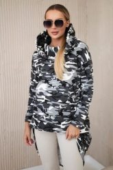 Bluza z długim tyłem moro szary+czarny. Czarne bluzy KESI, l, bez wzorów, z bawełny, bez ramiączek, bez kaptura. Za 258.24 zł.