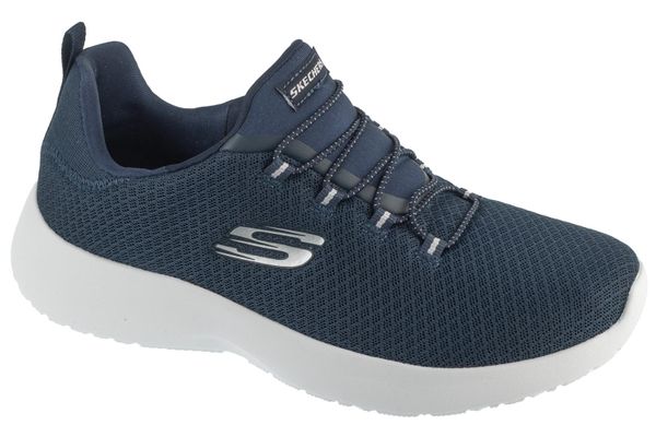 Buty treningowe damskie, Dynamight. Niebieskie buty treningowe Skechers, bez wzorów, z materiału, przed kostkę, bez zapięcia, na fitness i siłownię. Za 239.99 zł.