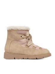 DeeZee Śniegowce 17125-1-BEIGE PU Beżowy. Brązowe śniegowce DeeZee, bez wzorów, z materiału, bez zapięcia. Za 219.99 zł.