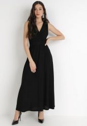 Czarna Sukienka Kephadia. Czarne sukienki Born2be, s, bez wzorów, z gumy, eleganckie, bez kołnierzyka, bez ramiączek, maxi, rozkloszowane. Za 229.99 zł.
