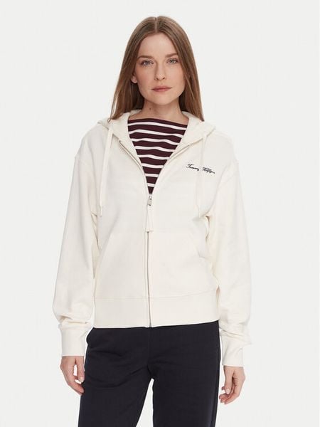 Tommy Hilfiger Bluza Script WW0WW45742 Écru Regular Fit. Bluzy Tommy Hilfiger, m, bez wzorów, z bawełny, bez kaptura. Za 379.99 zł.