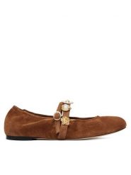 Stuart Weitzman Baleriny Socharming Mary Jane SN125 Brązowy. Brązowe baleriny Stuart Weitzman, bez wzorów, ze skóry, bez obcasa, bez zapięcia. Za 2,079.00 zł.