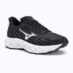 Buty do biegania damskie Mizuno Wave Sky 8. Białe buty do biegania Mizuno, bez wzorów, bez zapięcia, do biegania, mizuno wave. Za 799.99 zł.