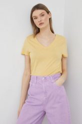 GAP t-shirt damski kolor brązowy. Żółte t-shirty GAP, l, bez wzorów, z dzianiny, bez kołnierzyka, bez ramiączek. Za 89.99 zł.