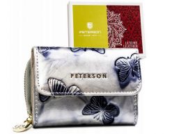 Portfel skórzany Peterson PTN 423229-BF srebrny. Szare portfele Peterson, bez wzorów, ze skóry. Za 57.99 zł.