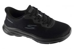 Buty sportowe Sneakersy damskie, Slip-Ins: GO Walk 8 - Nadia. Czarne buty treningowe Skechers, bez wzorów, z materiału, przed kostkę, bez zapięcia, trekkingowe. Za 399.99 zł.