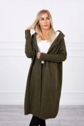 Sweter z kapturem khaki. Brązowe swetry KESI, l, bez wzorów, z wełny, eleganckie, plus size, bez ramiączek. Za 158.80 zł.