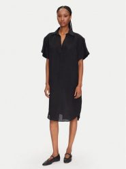 Gant Sukienka letnia 4503433 Czarny Relaxed Fit. Czarne sukienki Gant, bez wzorów, ze lnu, bez kołnierzyka, bez ramiączek. Za 419.99 zł.