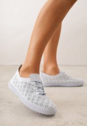 Niebieskie Tenisówki z Ażurową Cholewką Tidella. Niebieskie trampki Born2be, w ażurowe wzory, z jeansu, bez zapięcia. Za 69.99 zł.