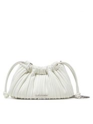 Calvin Klein Torebka Drawstring Plisse Conv Mini Cb P LV04F3077G Biały. Białe kopertówki Calvin Klein, bez wzorów, ze skóry, wizytowe, bez dodatków. Za 439.99 zł.