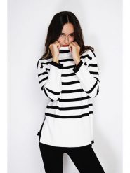 C& Jo Golf w kolorze biało-czarnym rozmiar: 36. Białe swetry C& Jo, bez wzorów, z kaszmiru, klasyczne, bez ramiączek. Za 140.86 zł.