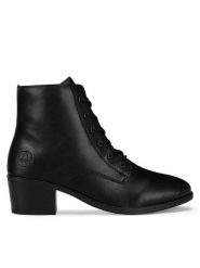 Rieker Botki 73930-00 Czarny. Czarne botki Rieker, bez wzorów, bez obcasa, na słupku, bez zapięcia. Za 295.00 zł.