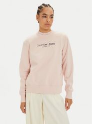 Calvin Klein Jeans Bluza Institutional J20J224913 Różowy Regular Fit. Czerwone bluzy Calvin Klein Jeans, m, bez wzorów, z bawełny, bez kaptura. Za 219.99 zł.