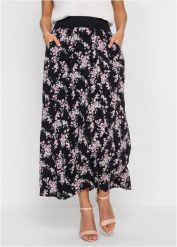 Spódnica maxi z wiskozy. Czarne spódnice bonprix, bez wzorów, z wiskozy, maxi. Za 149.99 zł.