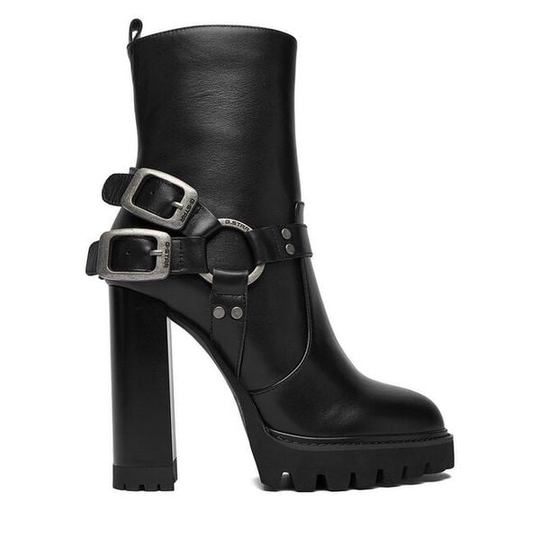 Botki G-Star Raw. Czarne botki G-Star Raw, bez wzorów, retro, bez obcasa, na słupku, bez zapięcia. Za 479.99 zł.