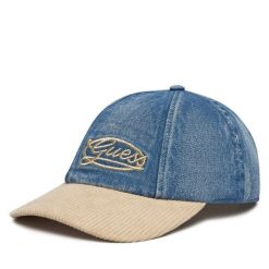 Czapka z daszkiem Guess. Niebieskie czapki z daszkiem Guess, z aplikacjami. Za 159.99 zł.