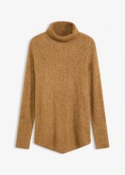 Sweter oversize. Brązowe swetry bonprix, bez wzorów, bez ramiączek. Za 127.99 zł.