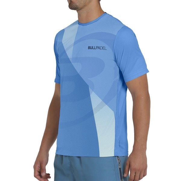 Bullpadel Brumo T-shirt. Niebieskie t-shirty bullpadel, bez wzorów, sportowe, bez kołnierzyka, bez ramiączek. W wyprzedaży za 135.05 zł.