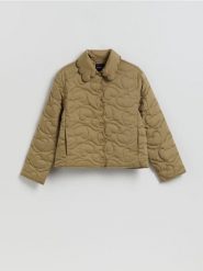 Kurtka z przeszyciami - oliwkowy. Zielone kurtki Reserved, l, bez wzorów, z tkaniny, bez kaptura. Za 259.99 zł.