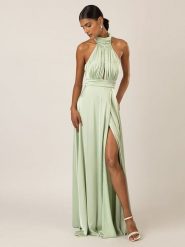 APART Satynowa sukienka w kolorze jasnozielonym rozmiar: 36. Zielone sukienki Apart, bez wzorów, z satyny, bez kołnierzyka, bez ramiączek, midi. Za 405.05 zł.