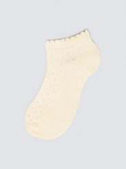 Stopki damskie z ozdobną falbanką z wiskozy białe Casandra 100. Białe skarpetki BIG STAR, w ażurowe wzory, z wiskozy. Za 19.99 zł.