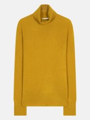 Perfect Cashmere Kaszmirowy golf "Tracy" w kolorze musztardowym rozmiar: L. Żółte swetry Perfect Cashmere, l, bez wzorów, z kaszmiru, bez ramiączek. Za 418.26 zł.