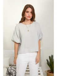 Rodier Lin Lniana bluzka w kolorze szarym rozmiar: L/XL. Szare bluzki Rodier Lin, l, bez wzorów, ze lnu, bez kołnierzyka, bez ramiączek. Za 127.95 zł.
